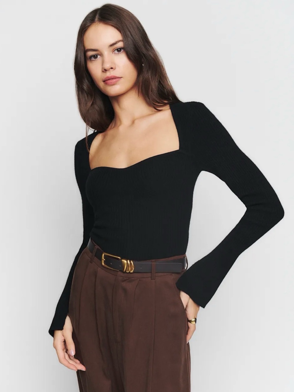 Reformation Glenna Cashmere Sweater Black - Size XS